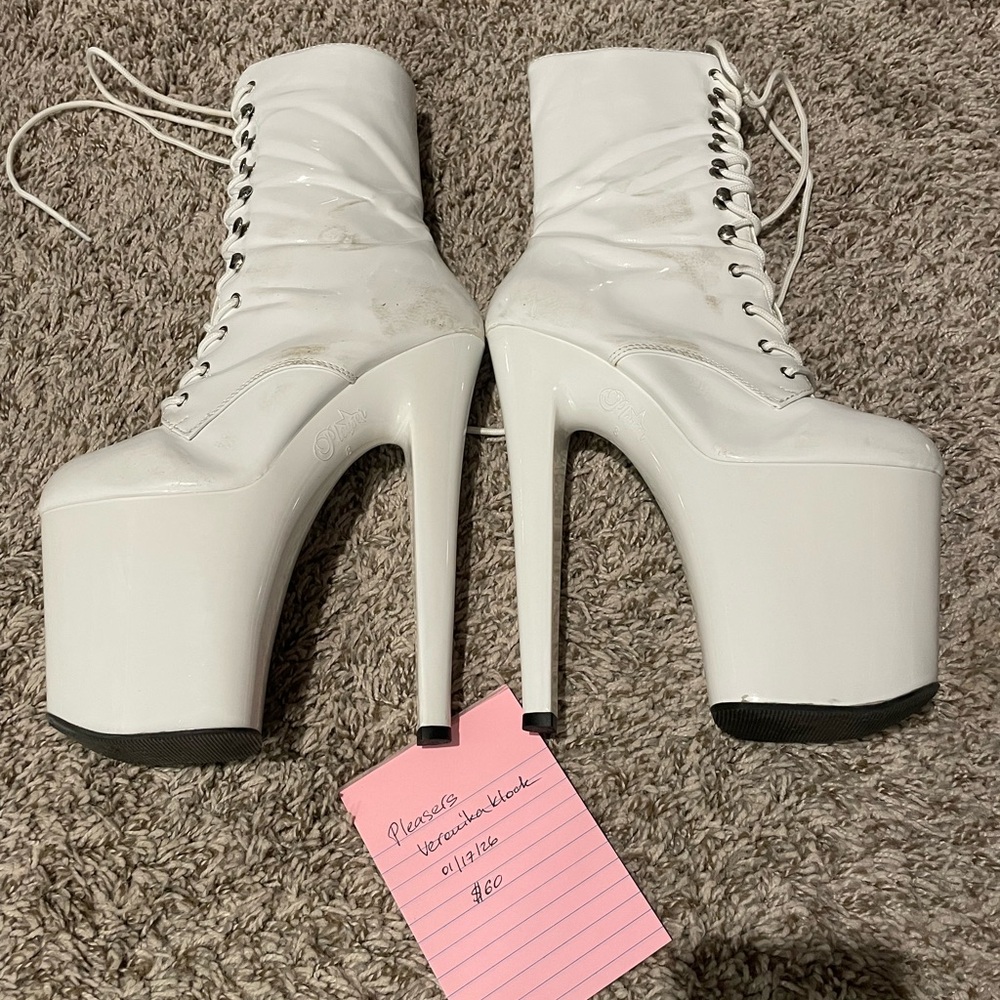 White Platform Lace-Up Boots